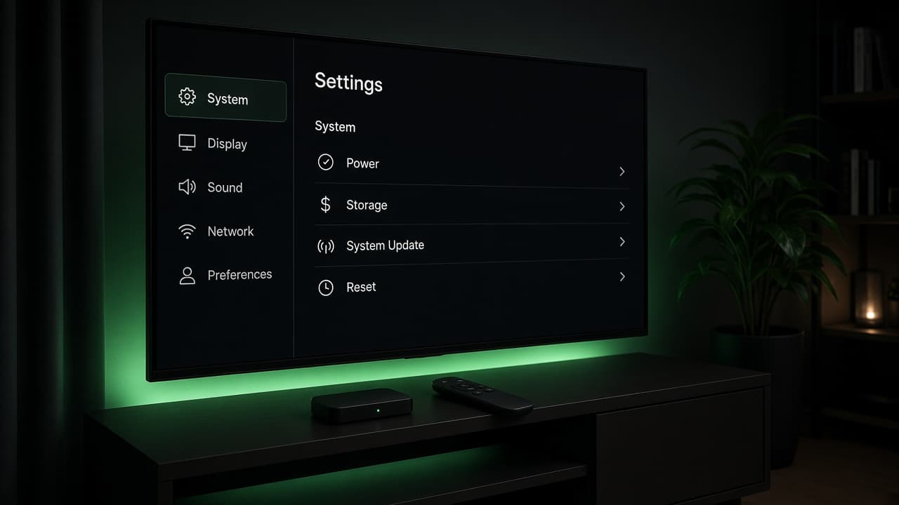 Television settings menu before installing a player