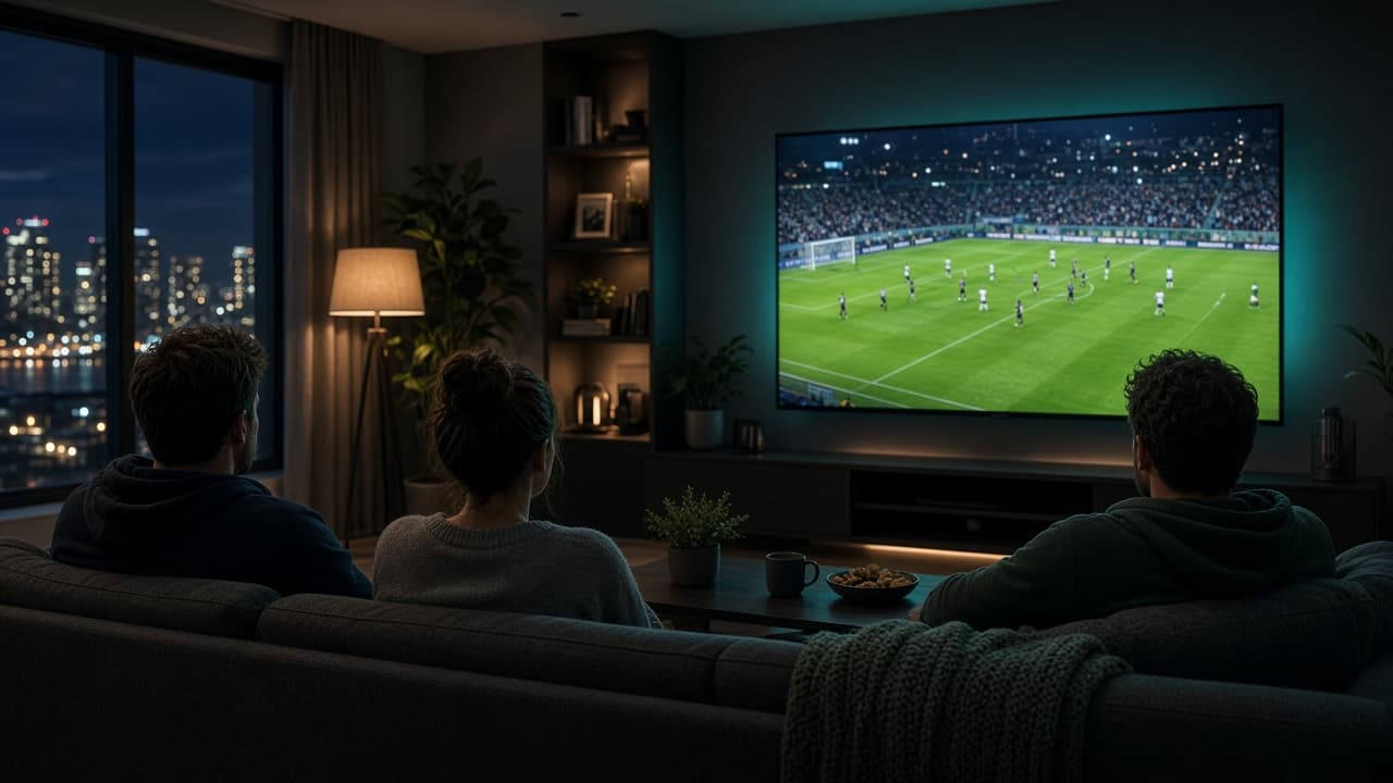 Canadian living room watching a live match with IPTV